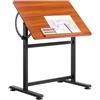 VEVOR Tavolo da Disegno Piano per Pittura, Scrivania Multifunzionale con Inclinazione da 0° a 90°, Tavolo da Artista con Telaio a H Nero Piano Marrone, Piano da Disegno per Pittore Ingegnere