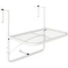 Outsunny Tavolo da Ringhiera Altezza Regolabile, 3 Livelli, in Metallo, Spazio Salvaspazio, 60x56.5x45cm, Bianco|Aosom