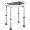 HOMCOM Sgabello da Doccia in Lega di Alluminio e Plastica Antiscivolo, Altezza Regolabile 6 Livelli 39-52cm, Grigio | Aosom Italy