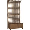 Outsunny Fioriera da Giardino con Traliccio per Piante Rampicanti in Legno di Abete, 90x45x183 cm, Marrone | Aosom Italy
