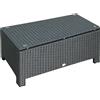 Outsunny Ousunny Tavolino da Esterni in Rattan PE con Piano in Vetro Temperato, 85x50x39cm, Nero|Aosom