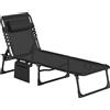 Outsunny Sdraio da Giardino Pieghevole con Schienale Reclinabile su 5 Posizioni e Cuscino, 185x58x30cm, Nero | Aosom Italy