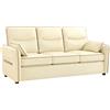 HOMCOM Divano Moderno 3 Posti con Imbottitura Spessa, Tasca Laterale e 2 Cuscini, in Finta Pelle, 190x83x90 cm, Beige | Aosom Italy