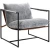 HOMCOM Poltrona da salotto, imbottita in velluto, seduta ampia e struttura in acciaio, 77x91x80cm, Grigio | Aosom Italy