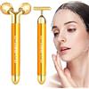 DANGSHAN 2-IN-1 Beauty Bar 24k Golden massaggiatore viso, rullo 3D elettrico e kit di massaggio viso a forma di T, Massaggiatore per la testa, naso, guancia, collo, braccio, occhi