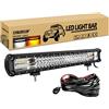 RIGIDON barra led 23 60cm 324W bianca ambra stroboscopica 12V cablaggio | barra luce led, avvertenza pericolo lampeggiante, luminosa di lavoro, per auto camion fuoristrada 4x4, faretti fendinebbia