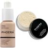 Hilareco PHOERA Fondotinta, PHOERA Polvere viso Soft Focus Setting Polvere, Fondotinta PHOERA Full Coverage Foundation (102 Nude+N.01 Translucent, 120 g (Confezione da 1))