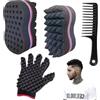 ARJDXDP 3 Pezzi Spazzola per Capelli Ricci in Spugna, Double Side Two in One Magic Twist Hair Sponge Afro, Premio Capelli Curl Spugna Brush con Piccoli Fori