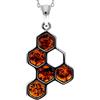 SilverAmber Jewellery - Ciondolo a nido d'ape in vero ambra baltica e argento sterling 925 senza catena - GL2039, Ambra