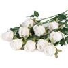 DuHouse 10 rose artificiali di seta bouquet di fiori finti lunghi steli per decorazioni per matrimoni e feste in casa (bianco)