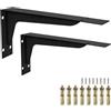 BOODPET Supporti per mensole resistenti - Confezione da 2 in ferro nero da 40,6 cm con fissaggi a parete - Staffe per mensole a L in metallo da montare a parete per garage, archiviazione in cucina, librerie