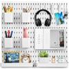 Yuehuamech Kit combinato di 4 pannelli forati, organizer da parete con bidoni, ripiani e ganci, per artigianato, organizzazione, ornamenti, esposizione, vivaio, 30 cm