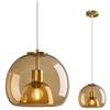 ZYBWL Cognac Vetro Lampade a sospensione Cucina Isola Oro Lampada a sospensione Moderna Lampada sospensione 1-Fiamma E27 Retro Lampada a sospensione per Camera da letto Cucina Isola Sala da pranzo