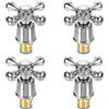 QUARKZMAN 4pz Manopole Rubinetto, Pomelli Doccia, Manopole Rubinetto Freddo, Sostituzione Pomello Rubinetto a Croce in Lega per Cucina, Doccia, Vasca, Argento