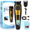 OSDUE Regolabarba Uomo,Selettore Di Precisione 1-10mm Con 10 Lughezze E Schermo LED Blocco Pettini Regolatori Senza Fili Portatile Tagliacapelli Uomo per Viso Testa Corpo 360 Face,Nero oro