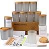 MILIVIXAY - Confezione da 12 barattoli per candele in vetro satinato, 355 ml, con coperchio e kit per la creazione di candele, vuoti, contenitori per spezie e polveri