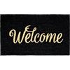 BANZAII TEXTILE INNOVATOR ONLINE Banzaii Zerbino in Cocco da Esterno o Interno con Retro Antiscivolo e Brillantini Glitter Applicati 40x70 cm - Welcome Nero