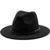 ASTRQLE Cappello Fedora classico da donna, in feltro, a tesa larga, con fibbia per cintura (nero, 56-58 cm)