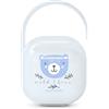 Suavinex, Portaciuccio Neonato, per 2 Ciucci, Custodia Resistente e Facile da Pulire, con Manico Flessibile da Appendere alla Borsa, Passeggino o Culla, Chiusura di Sicurezza, +0 Mesi, Wild&Free Blu