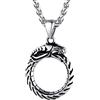 U7 Dragon Collana Uomo Acciaio, Rotondo Collana Argento Uomo con Drago, Vintage Dragon Cinese Gioielli Uomo Ragazzo
