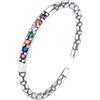 NicoWerk SRI1108 - Anello da donna in argento 925 con filigrana e pietra colorata, struttura vintage, regolabile e lucido