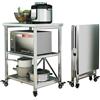 AMSXNOO Scaffalatura a 3 Ripiani, Ripiegabile Acciaio Inox Carrello Scaffale Carrello da Cucina con Ruote, Carrello di Servizio per Ristoranti Hotel Microonde (Taglia : 60X45X80CM)