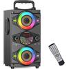 TOMPROAD Altoparlanti Bluetooth portatili 60W Grande e potente altoparlante stereo wireless ad alto volume Boombox Home Party con subwoofer, radio FM, luci colorate LED