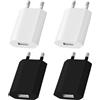 Caybats 4 Pezzi Caricatori Universali USB 5V 1A, Compatibili con iPhone, Samsung, Huawei, Xiaomi, Smartwatch, Auricolari, Tablet