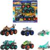 Mattel HOT WHEELS Monster Truck Shark vs Dino Collection Set mini auto x 6 scatola N...