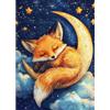 BOWETILE 5D DIY Diamond Painting Art Kits Volpe Carina, Kit di Pittura Diamante Luna per Adulti, Quadri Ricamati con Strass di Cielo Stellato per Principianti, Decorazione Murale per la Casa 30x40 cm