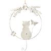 Logbuch-Verlag Corona decorativa gatto: soprammobile in metallo, decorazione parete, appendibile porta finestra, statuetta vintage, regalo amanti dei gatti, colore crema beige, Ø 20 cm