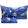 L'Emporio Casa Set Lenzuola Completo di Cotone 100% Italiano Tramonto Coralli Stelle Luna Pesci Varie Misure (Pianeti, Singolo)