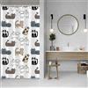 ASDCXZ Tenda da doccia sottile, 120 x 200 cm, graziosa tenda da doccia con gatti, colore bianco, lavabile, con occhielli, in poliestere, impermeabile, per vasca da bagno con 8 ganci
