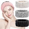 SYEYCW 4 Pezzi Fasce per Lavaggio Viso, Fascia per Viso Spa, Fascia Capelli Donna Trucco, Fascia da Avvolgere Elastica Morbido, per Viso, Doccia, Sport, Cura Della Pelle, Nero, Grigio, Rosa, Bianco