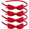 SYEYCW 4 Pezzi Rosso Cerchietto per Capelli con Fiocco, Fasce per Capelli, Cerchietti per Copricapo Trucco con Fiocco, Fascia con Nastro Accessori