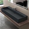 doporro Lavabo Bagno Sospeso Rettangolare Lavabo da Appoggio con Foro Rubinetto 100 x 40 x 14 cm Antracite Opaco Lavandino in Resina Minerale Ideale per Casa Ristorante e Hotel Design Colossum6028