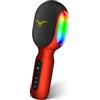 StageSound Microfono karaoke con Bluetooth, microfono a mano con funzione cancello vocale, suono HD ed effetti di luce LED, funzione registrazione, connessione FM/AUX, 4 modalità di voce, per adulti e