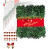MFLABEL 10M Ghirlanda Natalizia + 45 Fiocchi da 3cm, Ghirlanda Artificiale per Interno e Esterno Realistica (Porta Scale Camino Esterno Decorazioni)