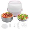 plplaaoo Scaldavivande Elettrico Portatile In Acciaio Inox,Rosa 2 Strati Portatile Portapranzo Riscaldabile Portatile,Scalda Vivande Portatile Elettrico Da 250 W Con Spina Europea 220 V,Per Ufficio/Casa Ecc