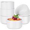 ICEBLUEOR Set di 6 pirottini in porcellana bianca, 100 ml, per crème brûlée, soufflé, pirottini da forno per friggitrice ad aria, pirottini per souffle, cupcake, budini e gelati