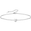 Silvora S925 Argento Mini Lettera A-Z Piccola Iniziale Cuore Ciondolo Nome Cavigliera/Braccialetti per Donne Ragazze 22+5cm Catena di Prolunga Cavigliera in Argento Sterling per Ragazze Adolescenti