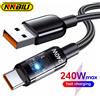 NNBILI Cavo di ricarica rapido USB C NNBILI Cavo di ricarica ad alta velocità di tipo C trasparente intrecciato in nylon da 240 W per linea dati Samsung Huawei Mi
