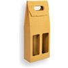 Weboxes Porta bottiglia doppia con manico 18,7 x 8,6 x 42 - Colore avana - Confezione da 20 pezzi