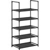 SONGMICS Scarpiera, 5 Ripiani, Scaffale Portascarpe, Organizzatore per Scarpe, 28 x 45 x 89 cm, Telaio in Metallo, Ripiani in Tessuto, Ingresso Corridoio Camera da Letto, Nero LSH005B02