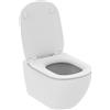 Ideal Standard - Tesi, WC sospeso Aquablade con fissaggi nascosti, Copriwater sottile con chiusura rallentata, Bianco seta