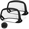 VOUNOT® Set di 2 Porte da Calcio Pop Up per Bambini 120×80×80 cm, 4 in 1 Porta da Calcio con Bersagli Intercambiabili, Rete Pieghevole Portatile per Allenamento in Giardino, Parco e Prato, Blu