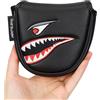 Hacbop 1PC PU Pelle con squalo Ricamo Magnete Putter Copertura Testa Golf Mallet Putter Head Covers