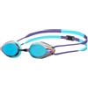 ARENA Tracks - Occhialini da nuoto unisex per adulti, essenziali per nuotatori agonistici, per uomini e donne, con lenti a specchio rivestite anti-appannamento, colore turchese/futuro crepuscolo/acqua