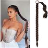 Lonnalee Lunga Estensione Coda di Cavallo, Treccia Lunga Coda Finta Capelli Marrone Highlighted Castano Scuro Posticci per Coda con Elastico Lunghi Ponytail Extension per Donne