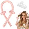 Lerkely Heatless Hair Curler, Bigodino per Capelli Mossi, Set per arricciacapelli pigro Con Fermaglio per Capelli e Nastro, Boccoli Senza Calore Wave Curler per Capelli Lunghi Medi (pink)